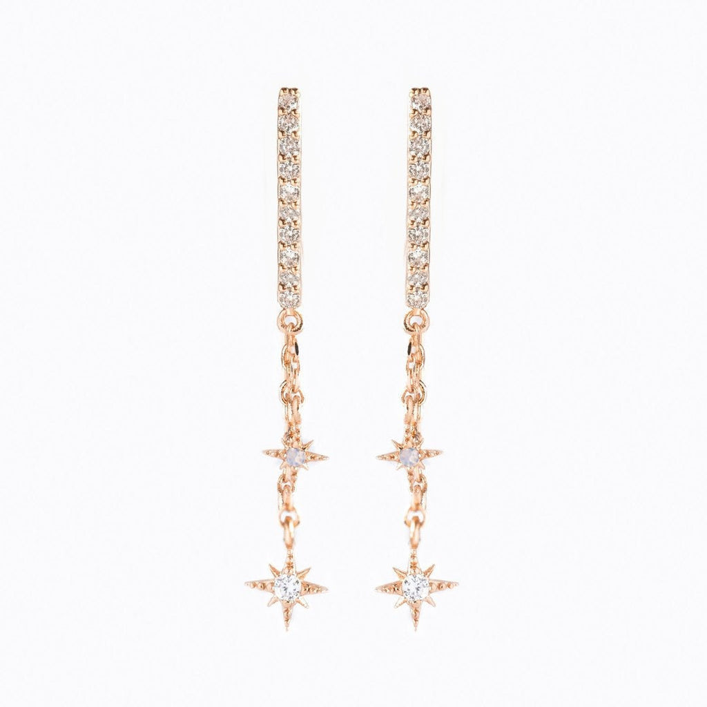 New Design Stainless Steel Cubic Zirconia Chain Hoop Earring For Women Star Moon Pendant Cartilage Earring Piercing Jewelry