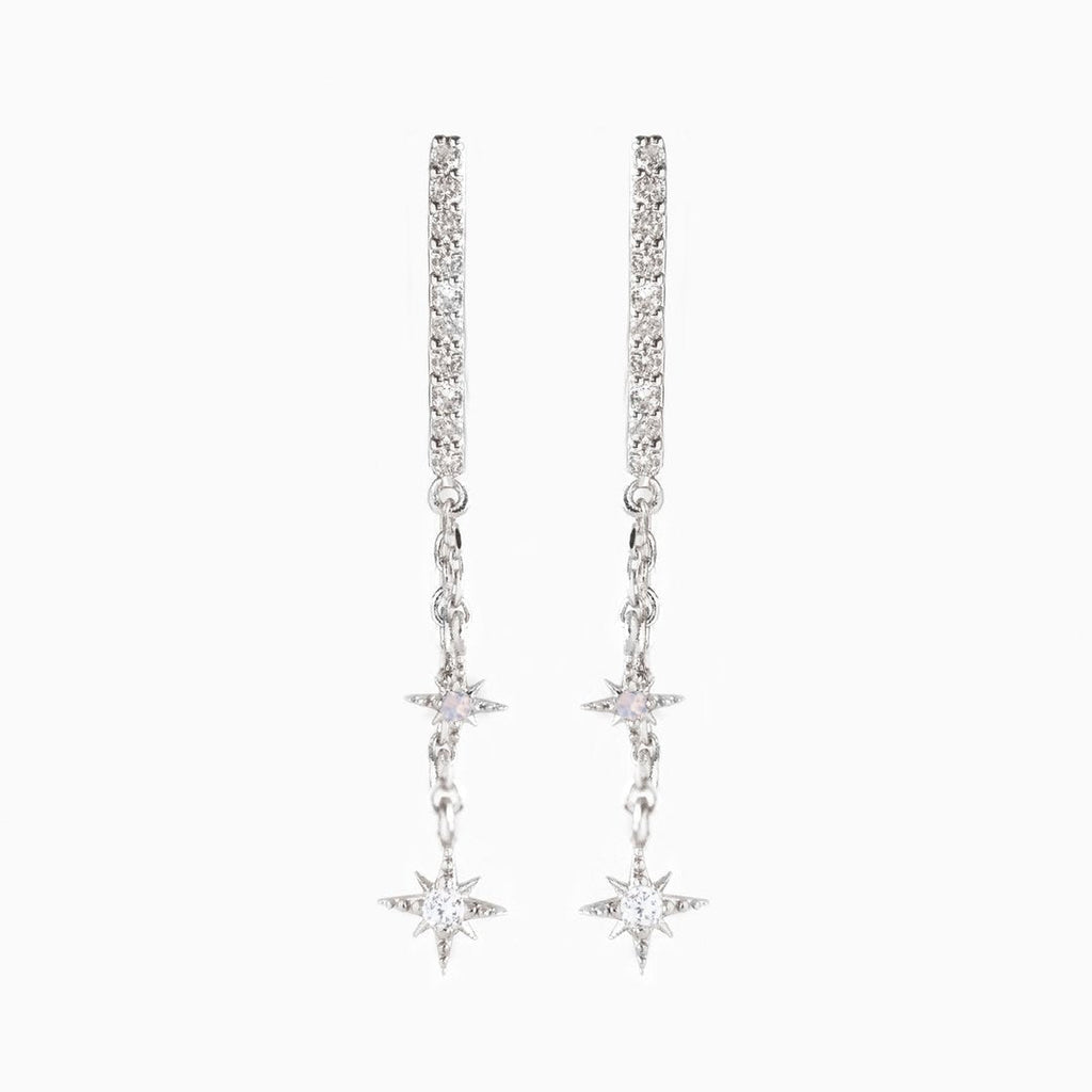 New Design Stainless Steel Cubic Zirconia Chain Hoop Earring For Women Star Moon Pendant Cartilage Earring Piercing Jewelry